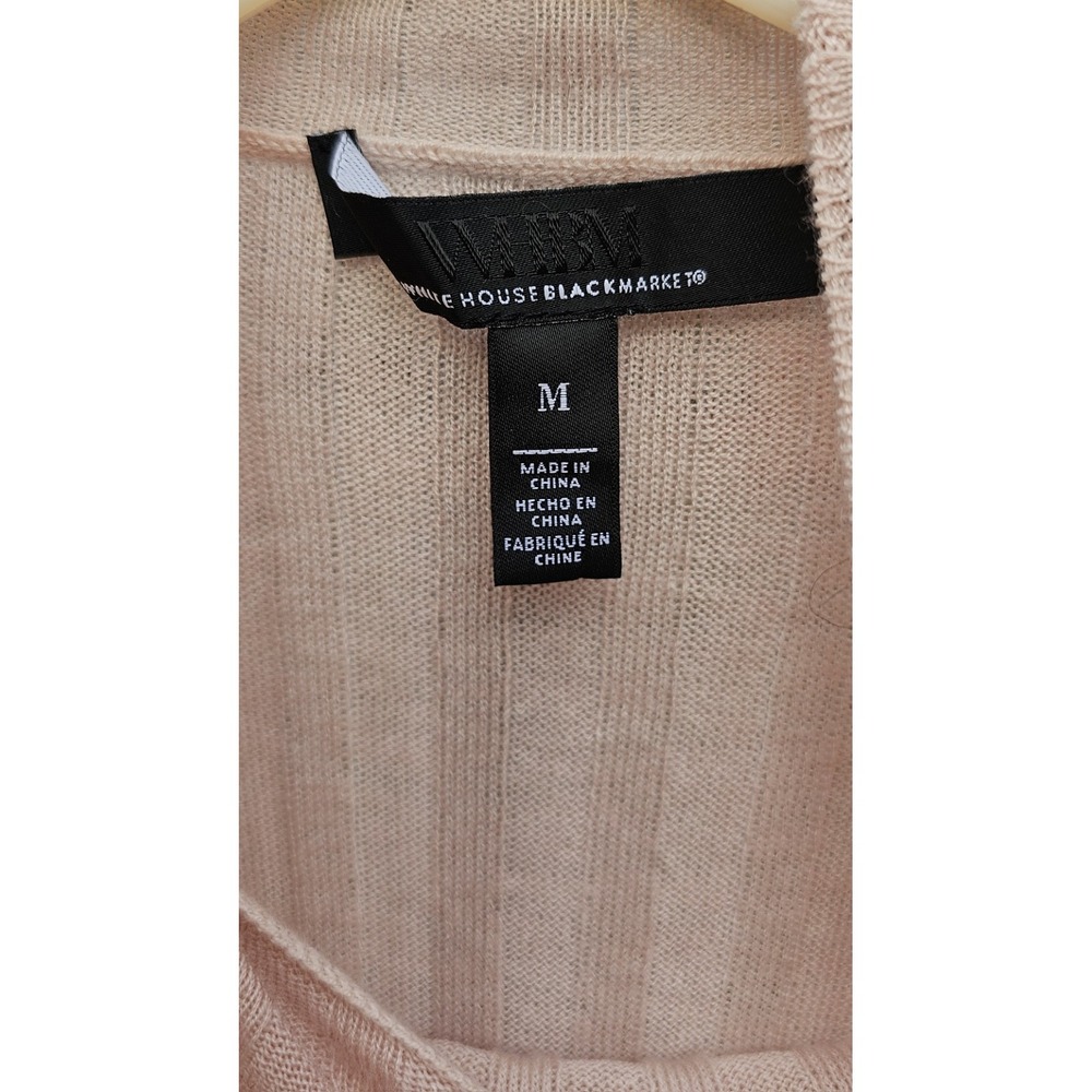 White House Black Market-Pink Roll Neck Ribbed Long Sleeve Top Size Medium - Picture 3 of 7